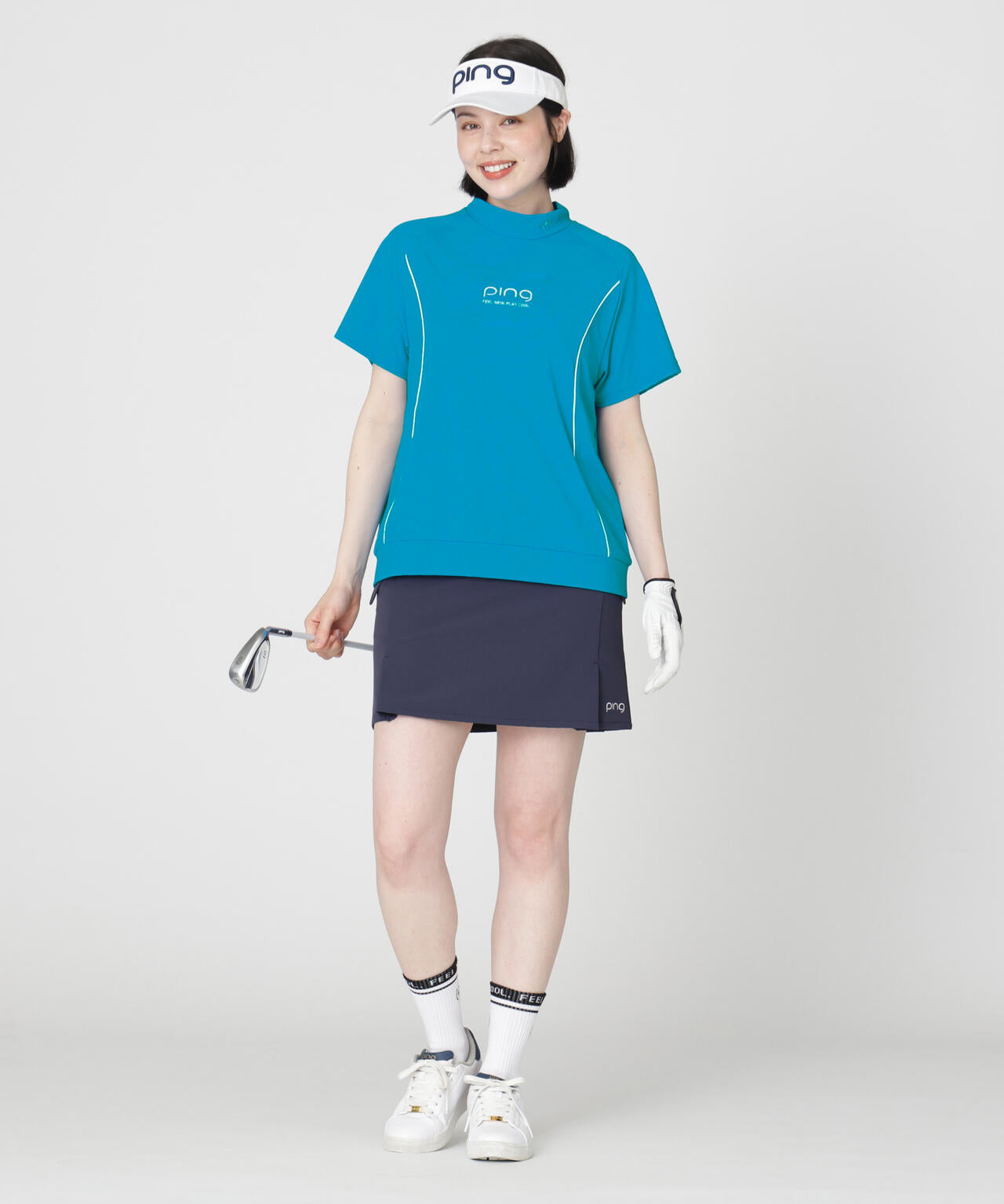 ［PING APPAREL］［接触冷感・UVカット］リラックス半袖ハイネックシャツ (LADIES)
