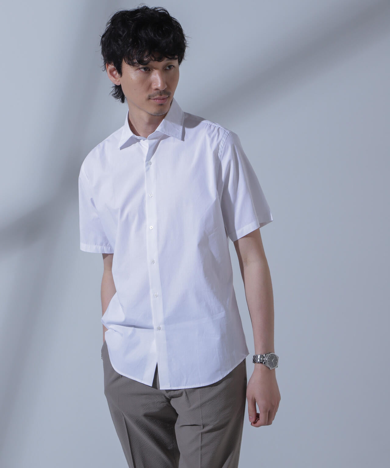 「N SHIRTS」AntiSoaked(R)汗染み防止セミワイドカラーシャツ半袖
