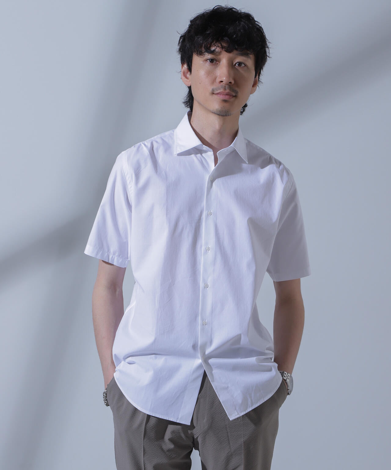 「N SHIRTS」AntiSoaked(R)汗染み防止セミワイドカラーシャツ半袖