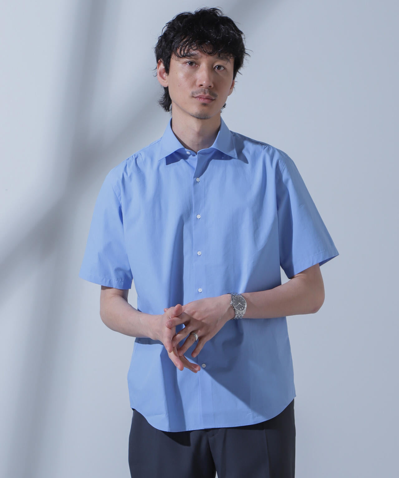 「N SHIRTS」AntiSoaked(R)汗染み防止セミワイドカラーシャツ半袖
