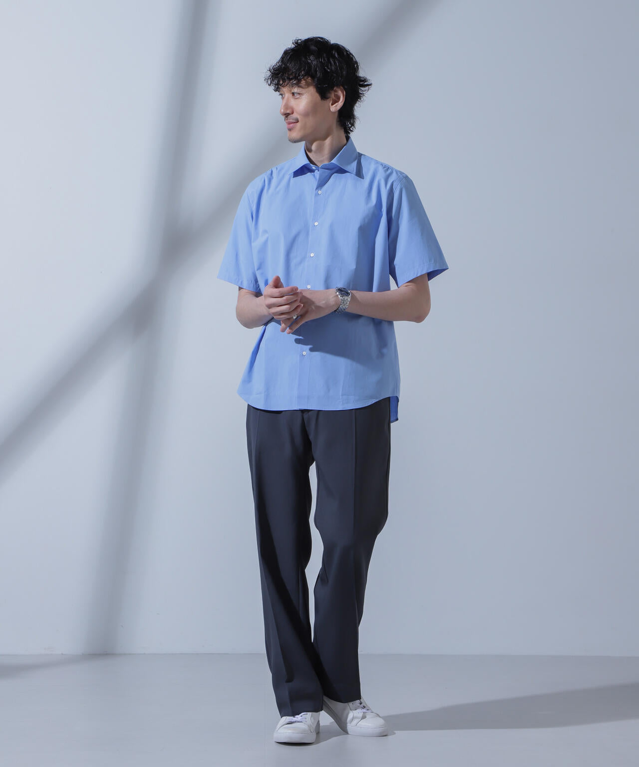 「N SHIRTS」AntiSoaked(R)汗染み防止セミワイドカラーシャツ半袖