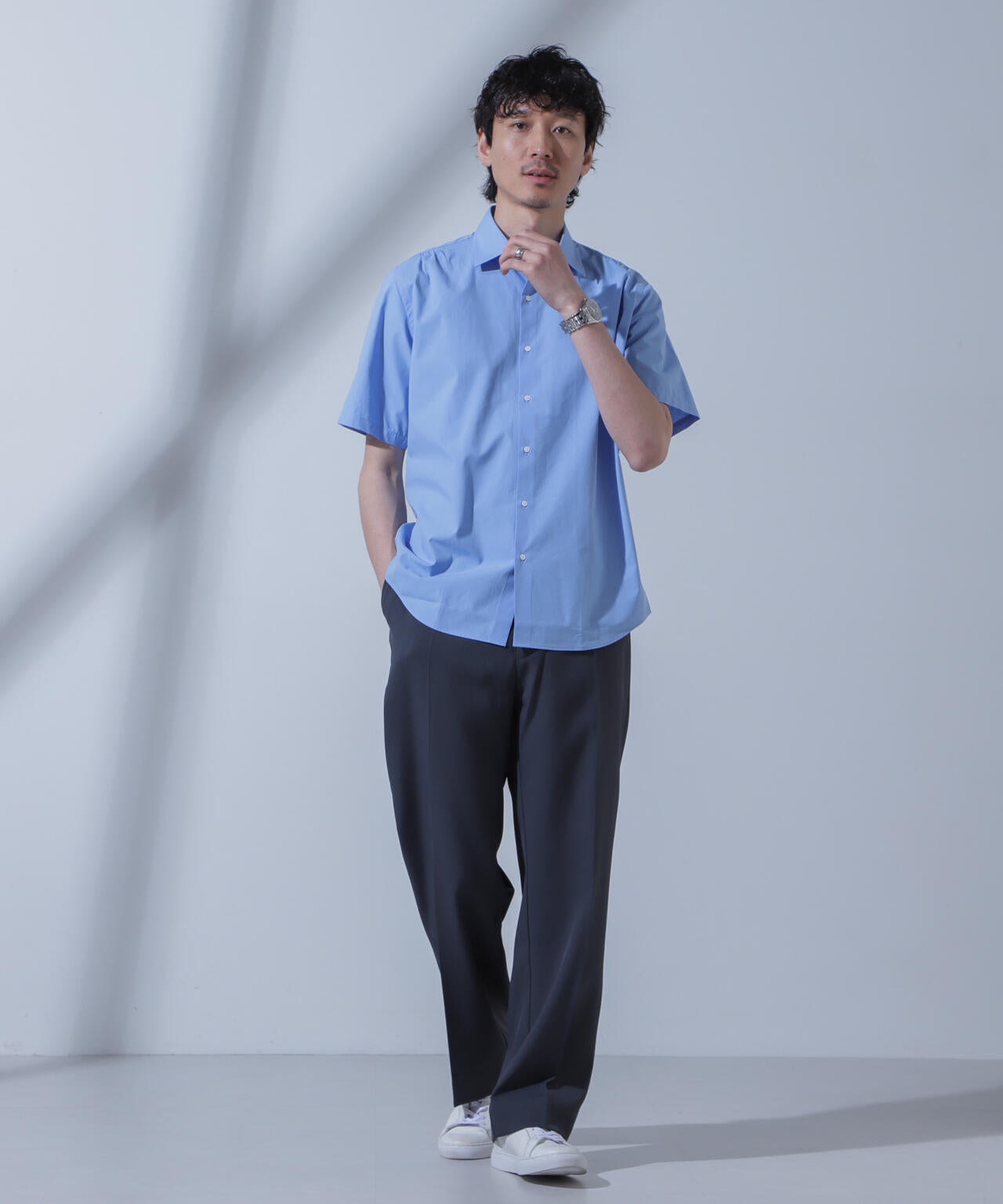 「N SHIRTS」AntiSoaked(R)汗染み防止セミワイドカラーシャツ半袖