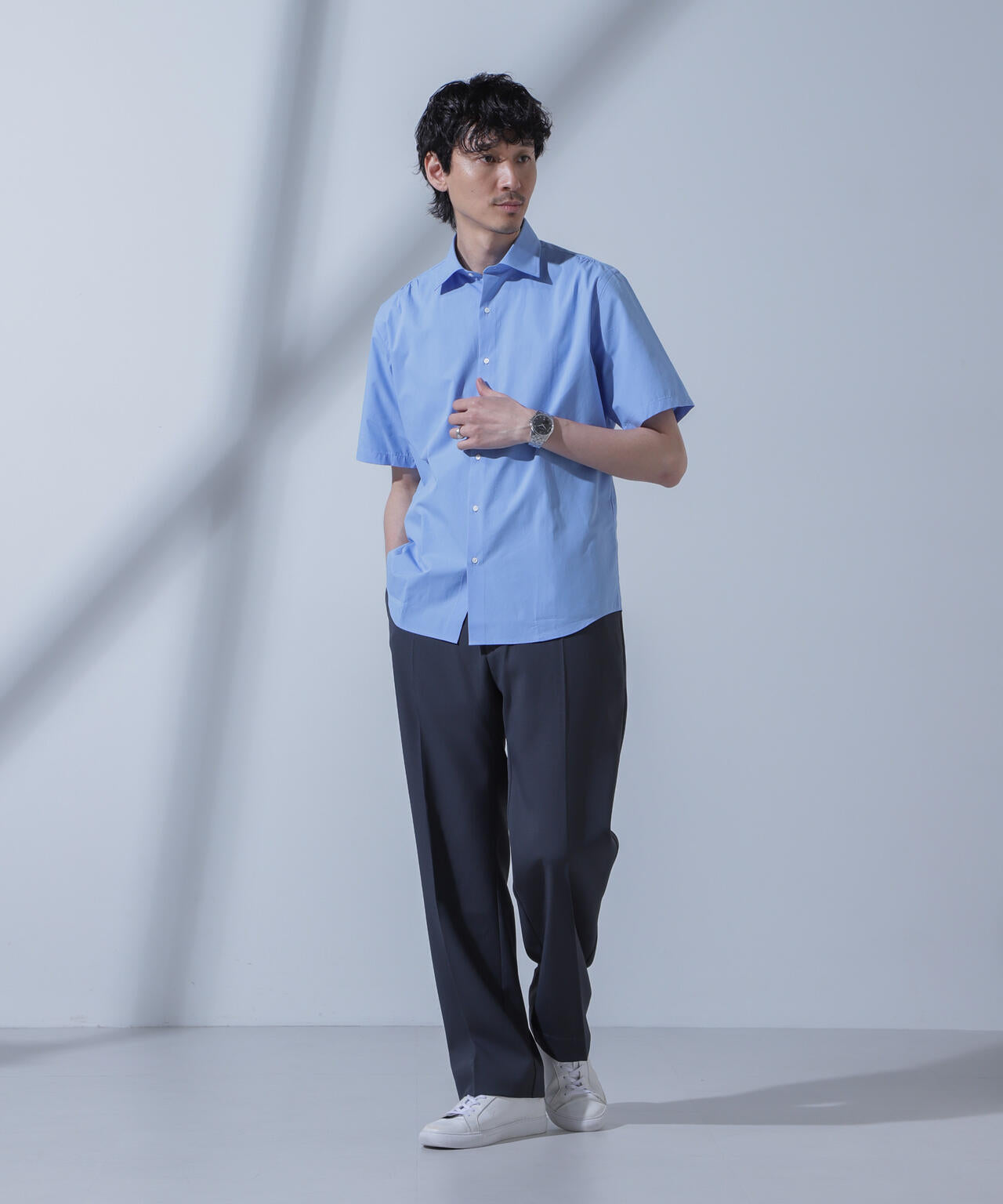 「N SHIRTS」AntiSoaked(R)汗染み防止セミワイドカラーシャツ半袖