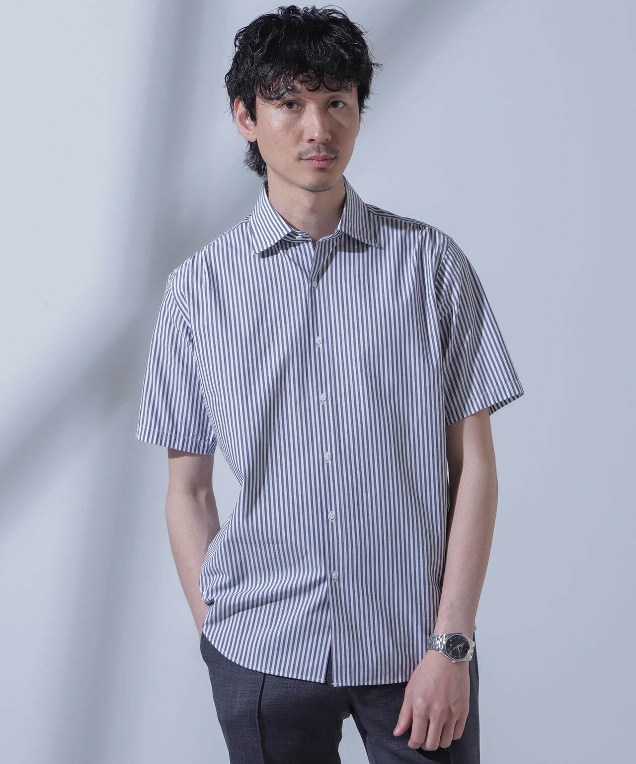 「N SHIRTS」AntiSoaked(R)汗染み防止セミワイドカラーシャツ半袖