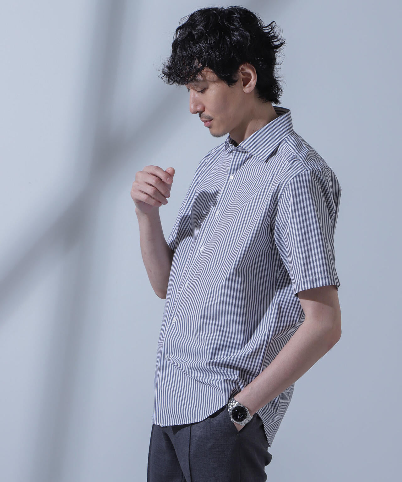 「N SHIRTS」AntiSoaked(R)汗染み防止セミワイドカラーシャツ半袖