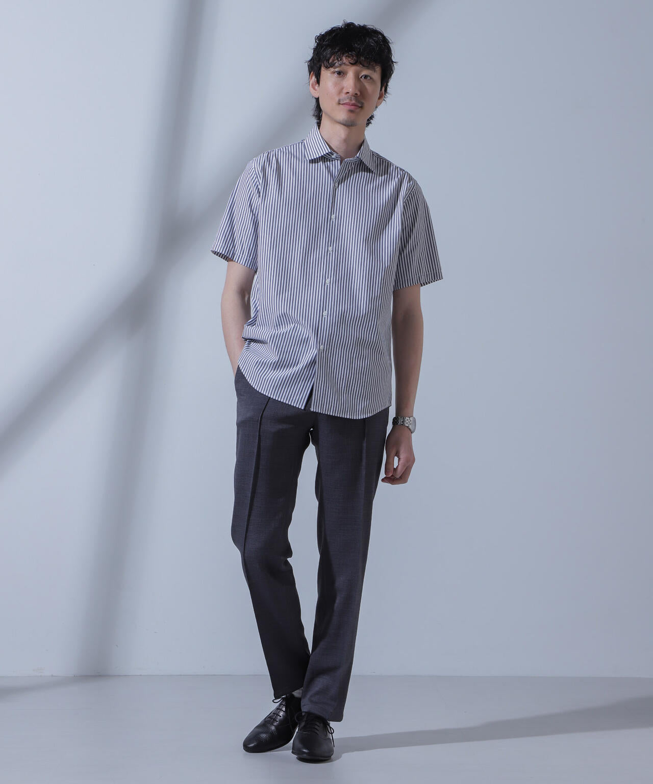 「N SHIRTS」AntiSoaked(R)汗染み防止セミワイドカラーシャツ半袖