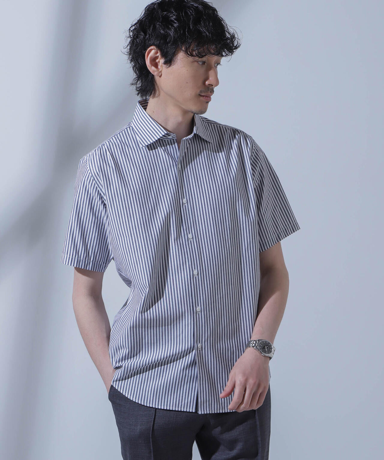 「N SHIRTS」AntiSoaked(R)汗染み防止セミワイドカラーシャツ半袖