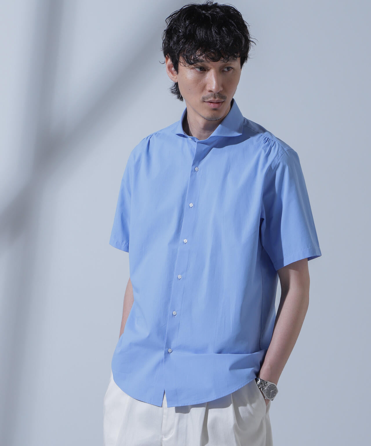 「N SHIRTS」AntiSoaked(R)汗染み防止ホリゾンタルカラーシャツ半袖
