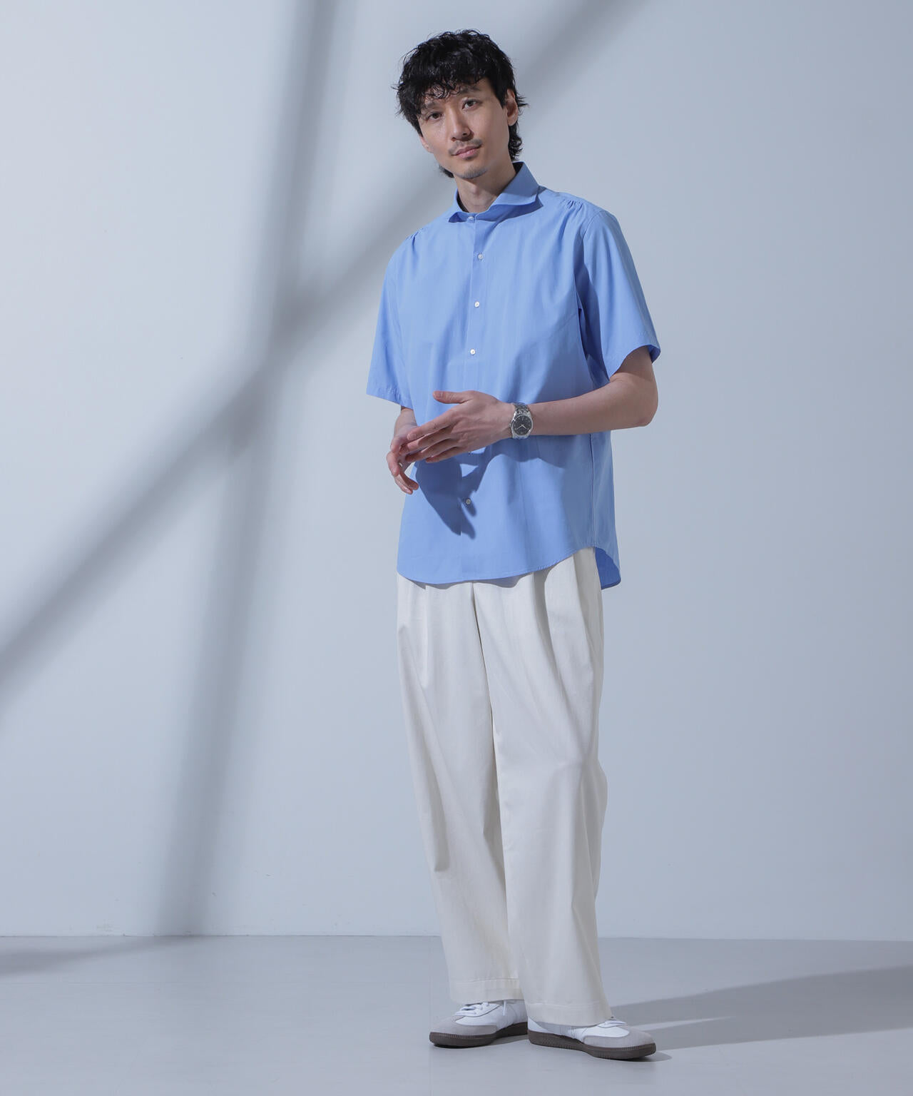 「N SHIRTS」AntiSoaked(R)汗染み防止ホリゾンタルカラーシャツ半袖