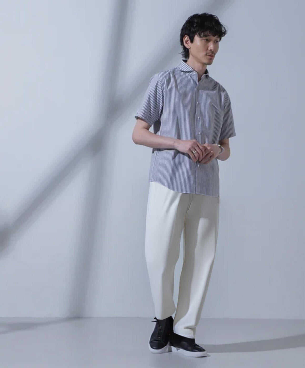 「N SHIRTS」AntiSoaked(R)汗染み防止ホリゾンタルカラーシャツ半袖