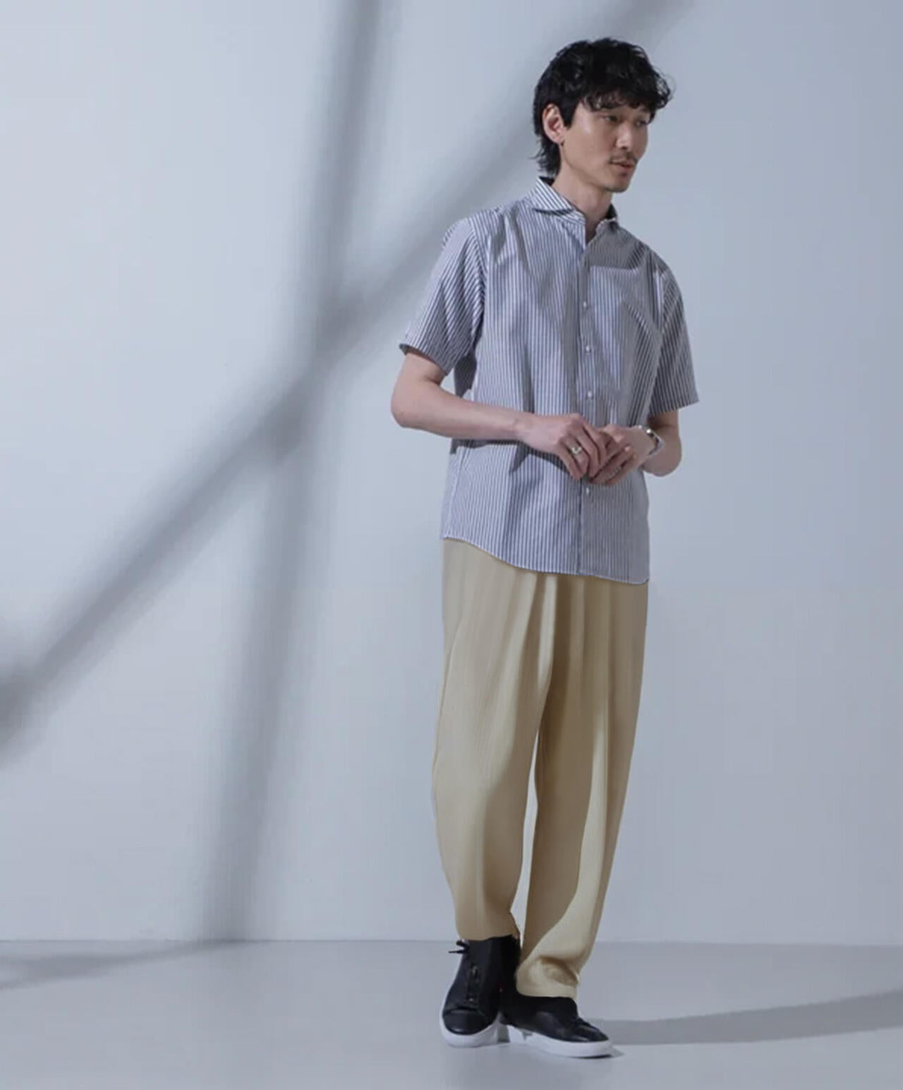 「N SHIRTS」AntiSoaked(R)汗染み防止ホリゾンタルカラーシャツ半袖