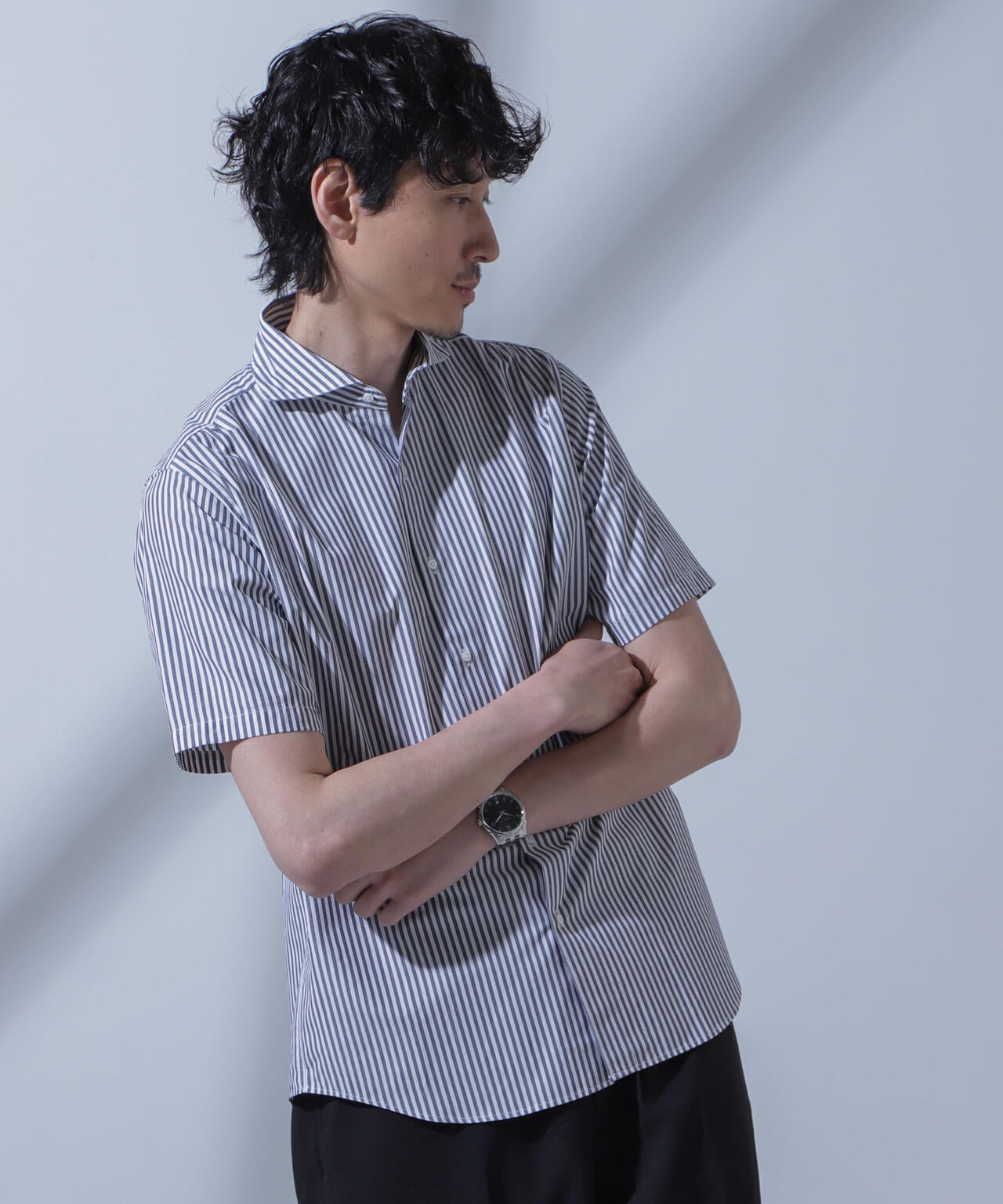 「N SHIRTS」AntiSoaked(R)汗染み防止ホリゾンタルカラーシャツ半袖