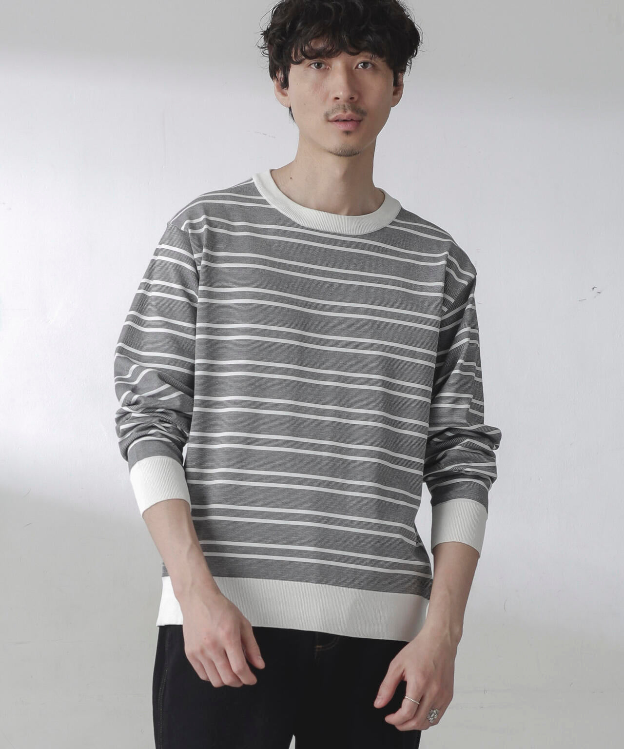 C/SORONA プレーティングボーダーニットＴシャツ