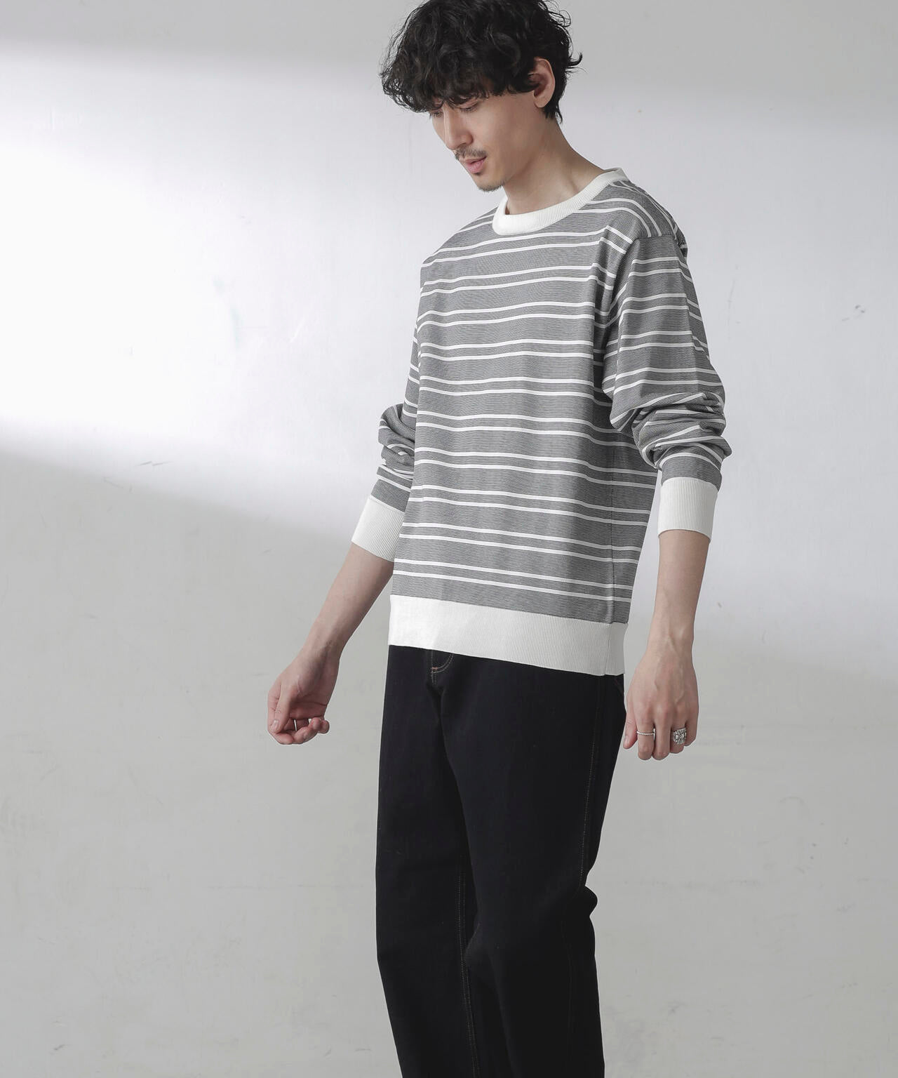 C/SORONA プレーティングボーダーニットＴシャツ