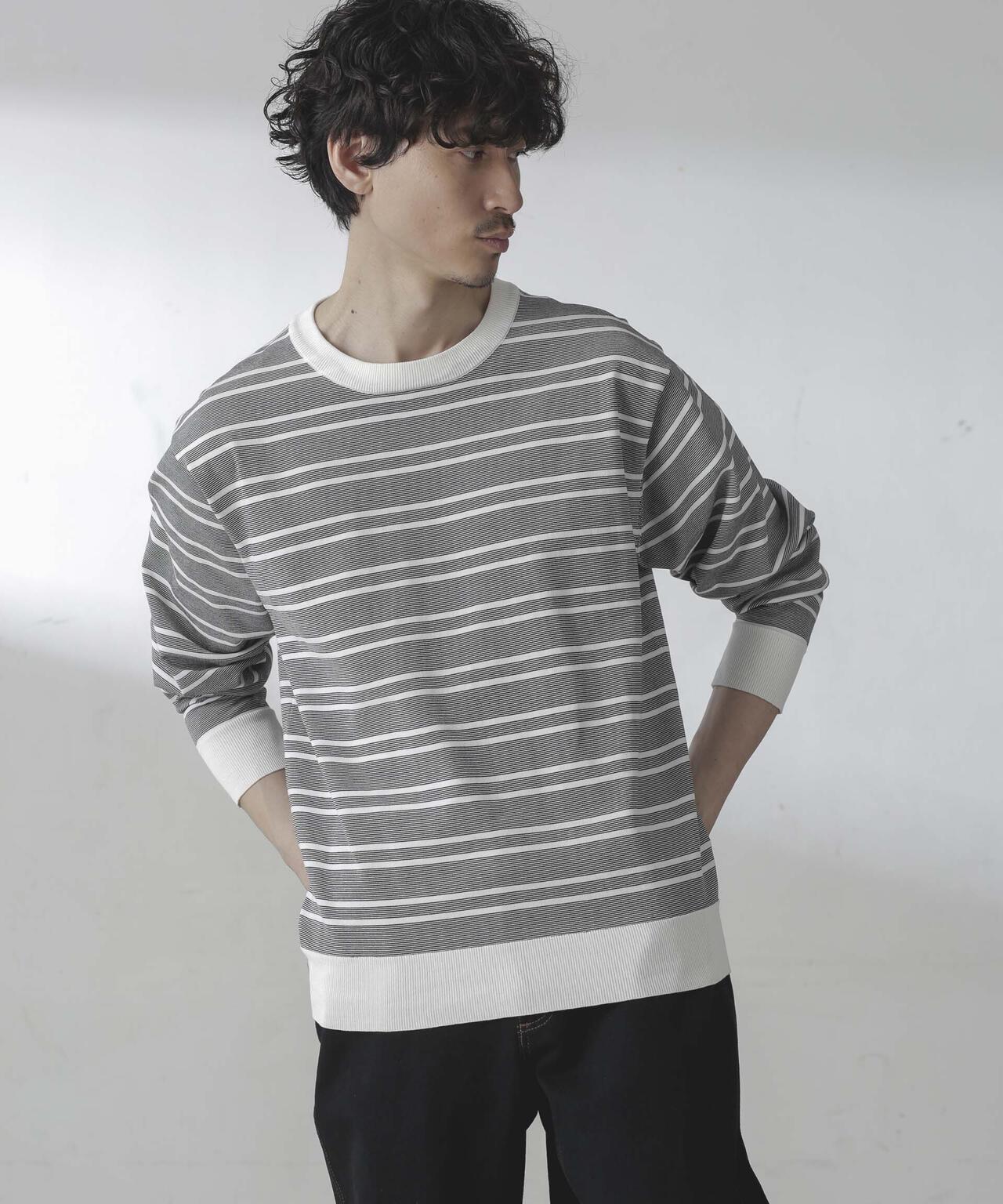 C/SORONA プレーティングボーダーニットＴシャツ