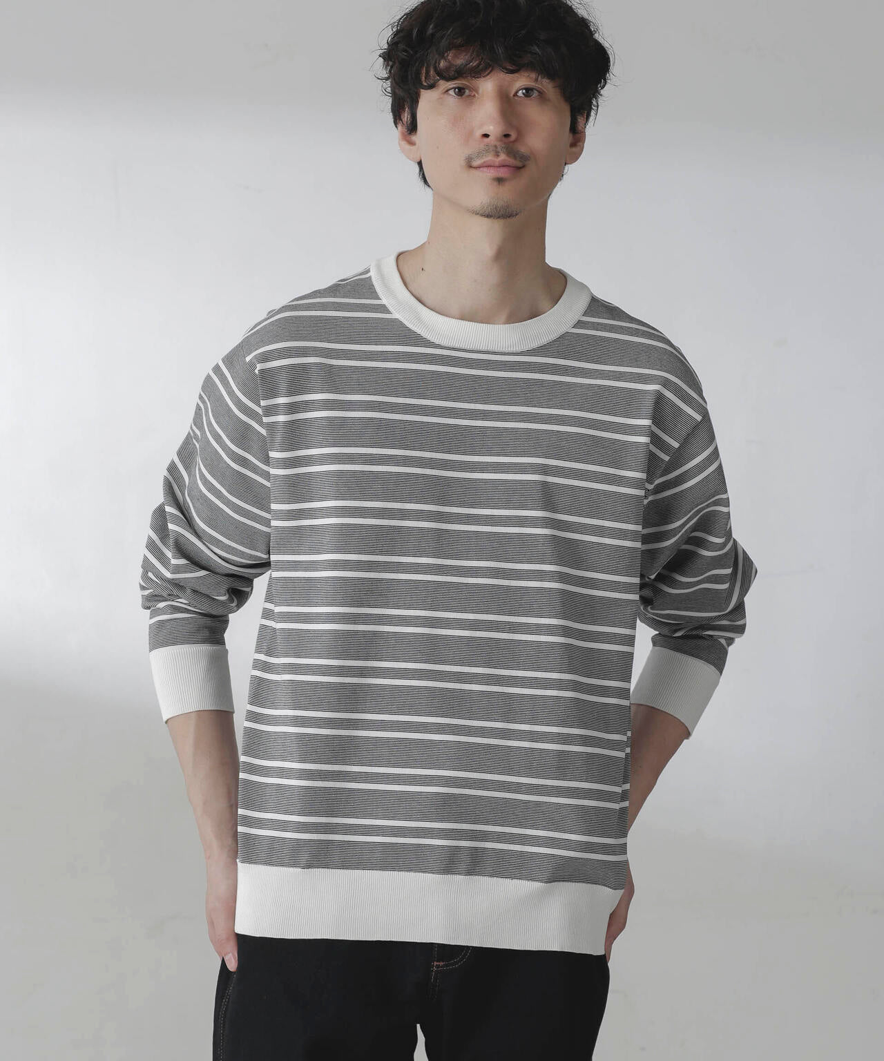 C/SORONA プレーティングボーダーニットＴシャツ