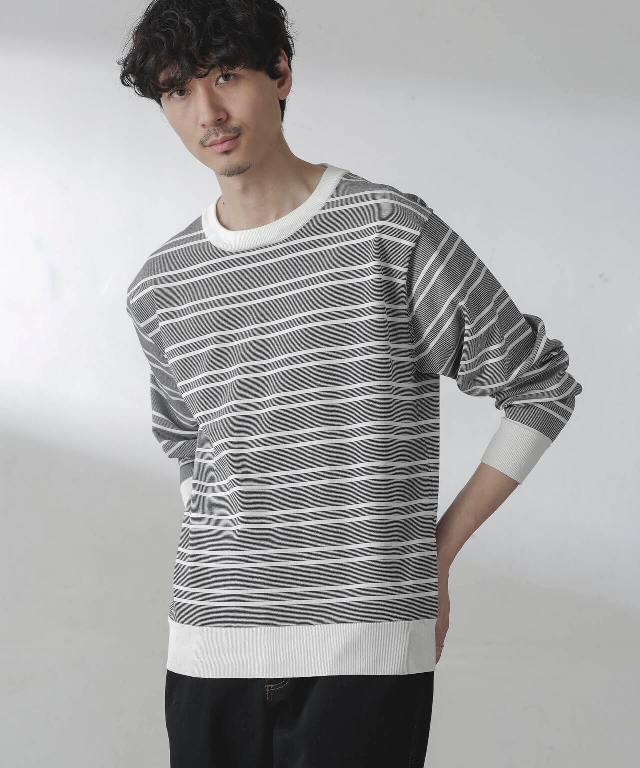 C/SORONA プレーティングボーダーニットＴシャツ