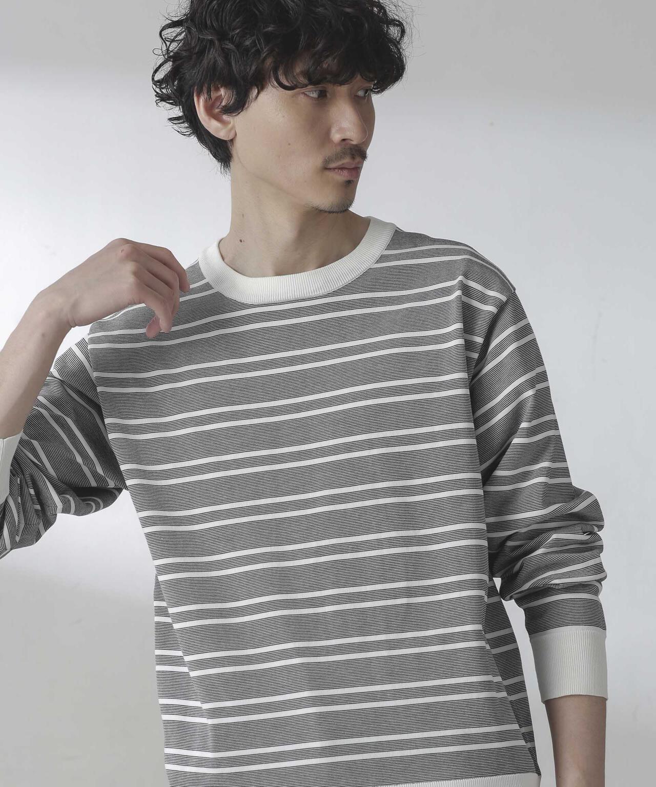 C/SORONA プレーティングボーダーニットＴシャツ