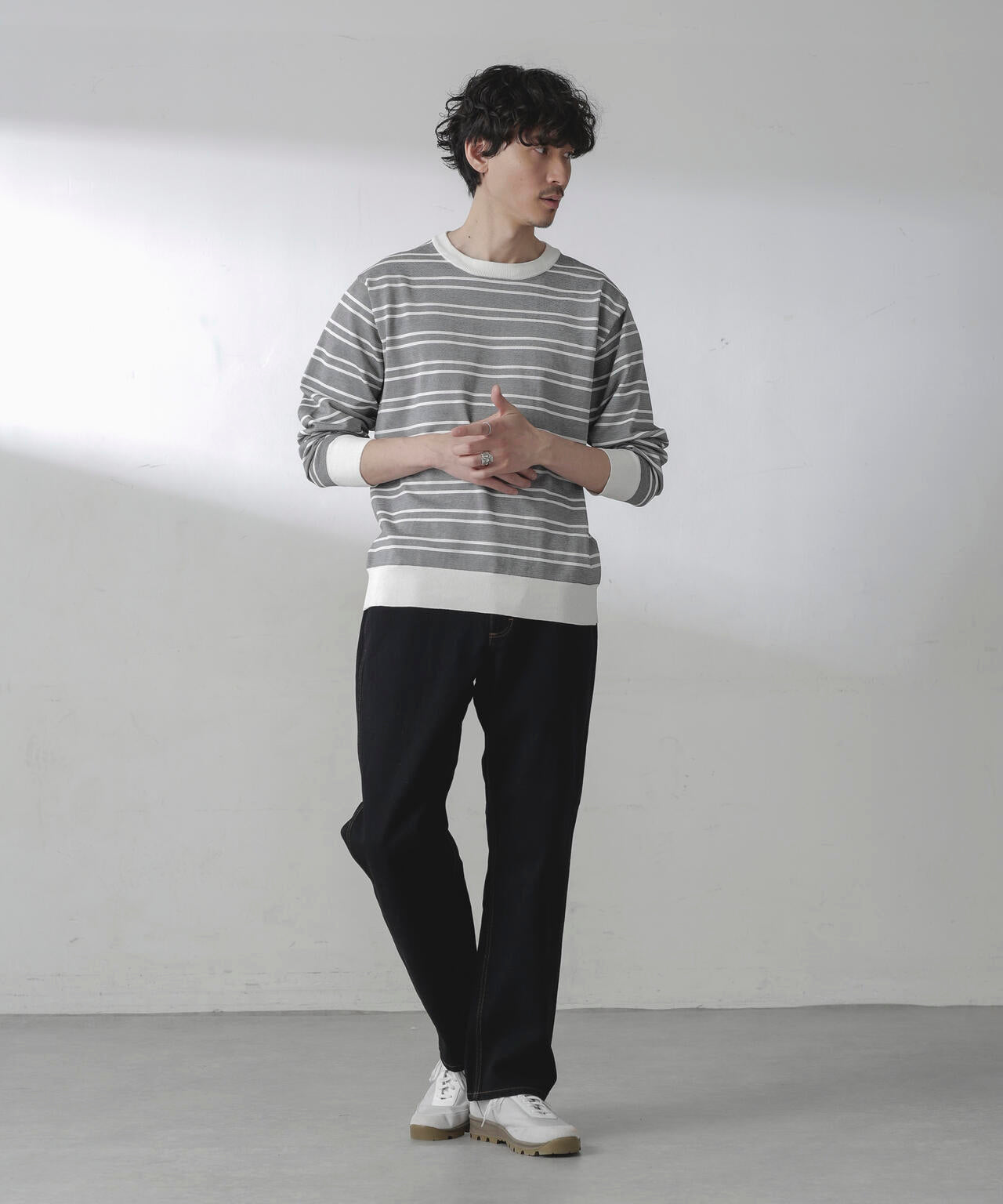 C/SORONA プレーティングボーダーニットＴシャツ