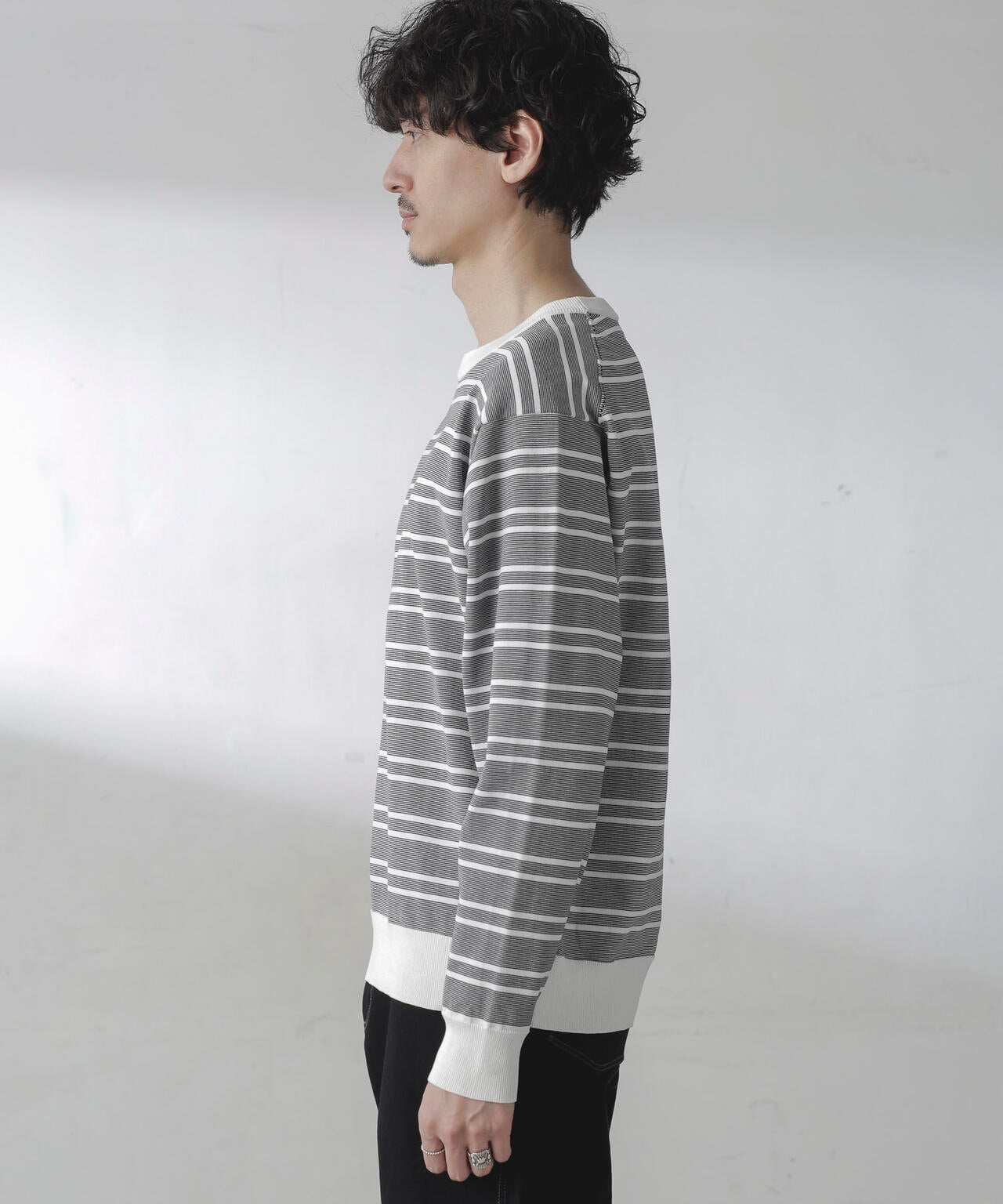 C/SORONA プレーティングボーダーニットＴシャツ