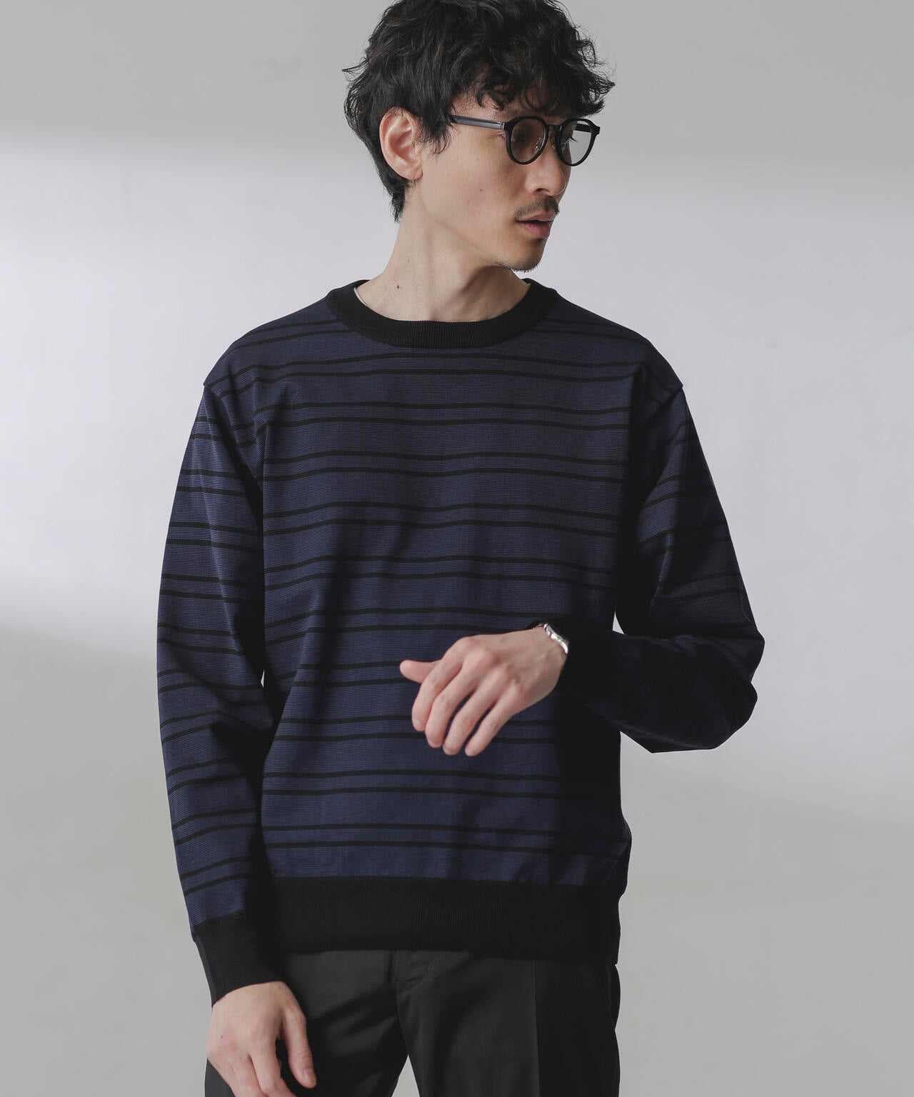 C/SORONA プレーティングボーダーニットＴシャツ