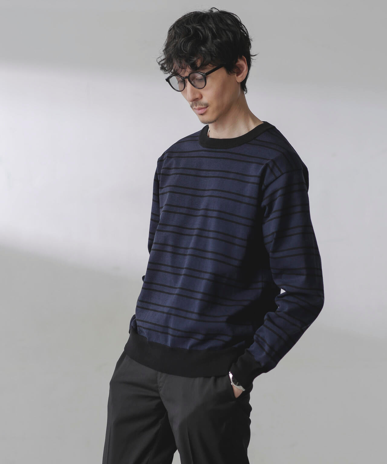 C/SORONA プレーティングボーダーニットＴシャツ