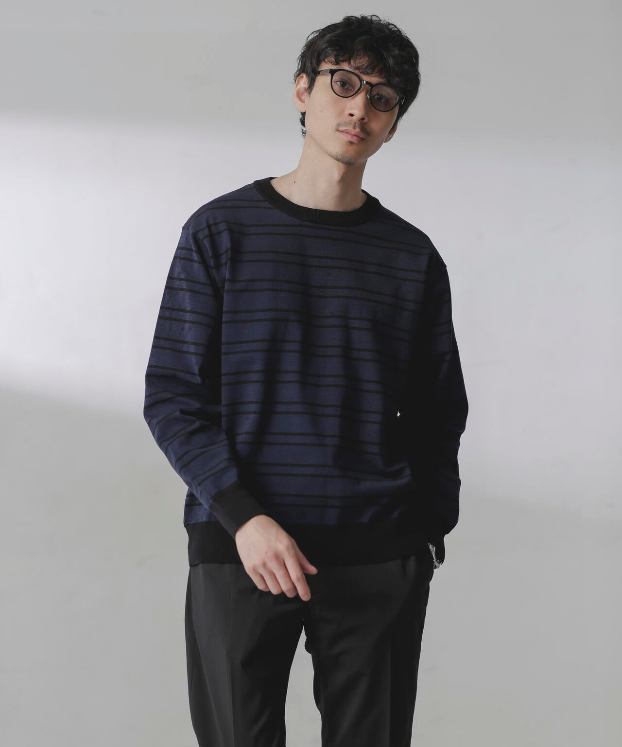 C/SORONA プレーティングボーダーニットＴシャツ