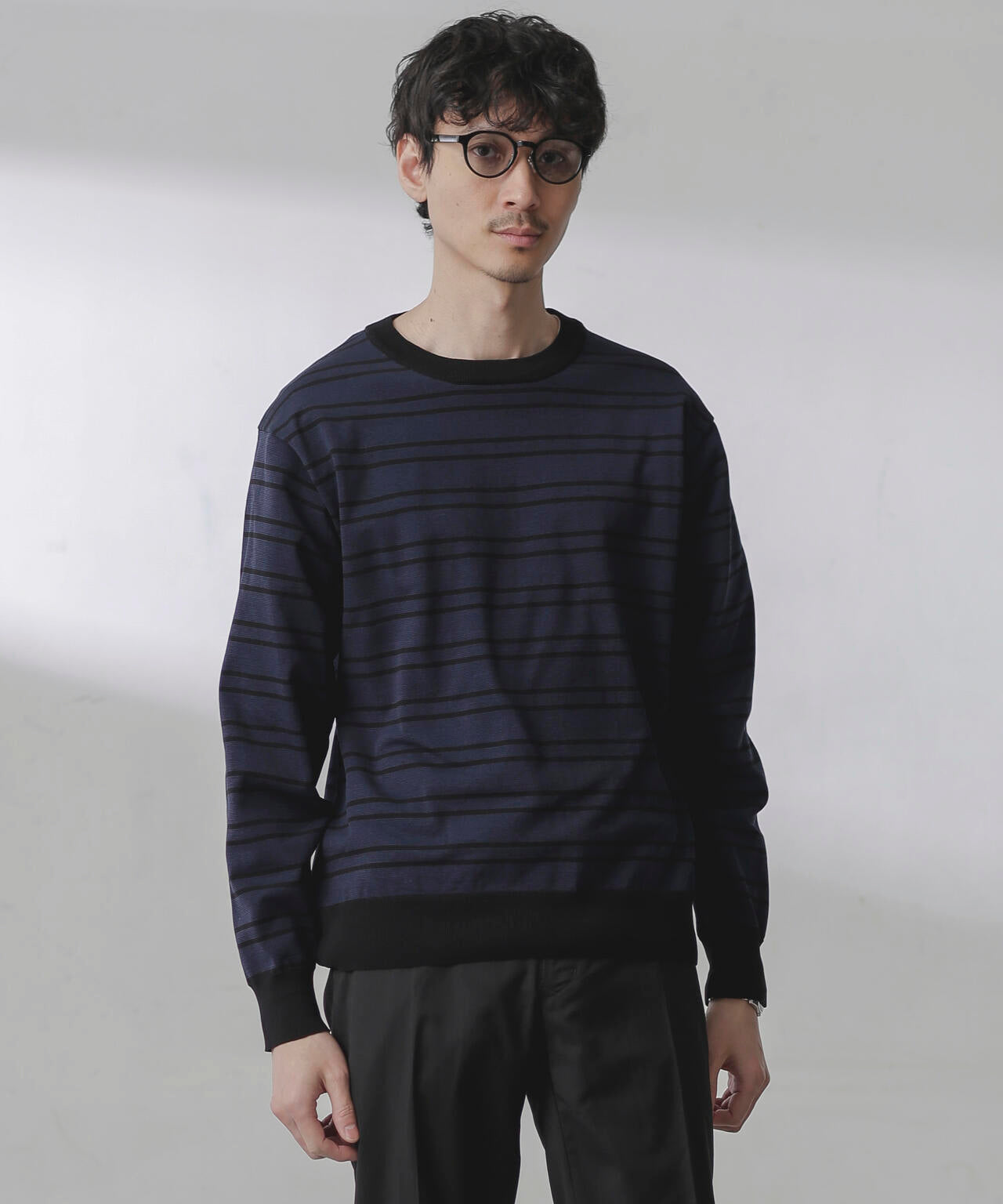 C/SORONA プレーティングボーダーニットＴシャツ