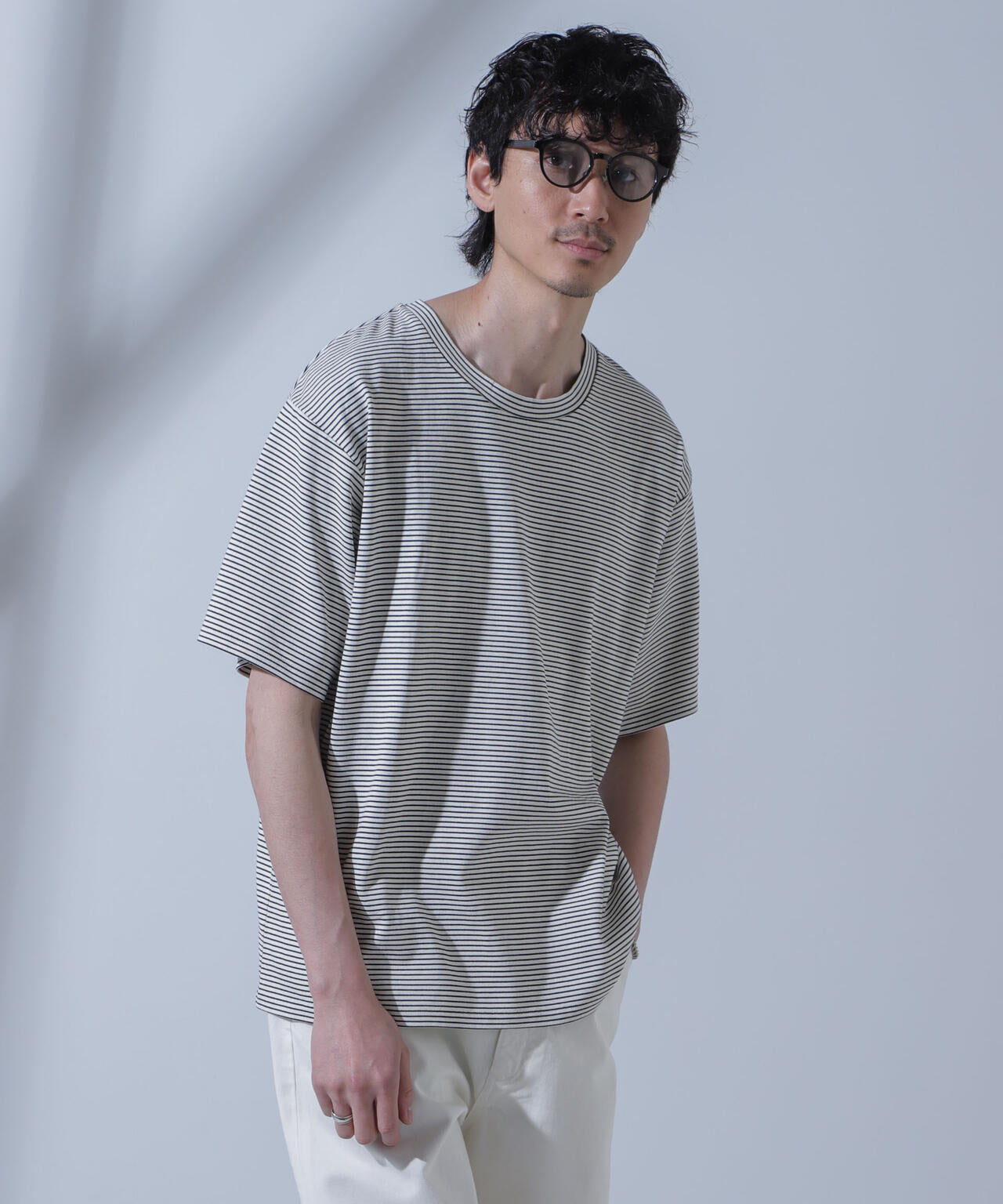 Anti Soaked(R)  汗染み防止 ピンボーダークルーネックTシャツ