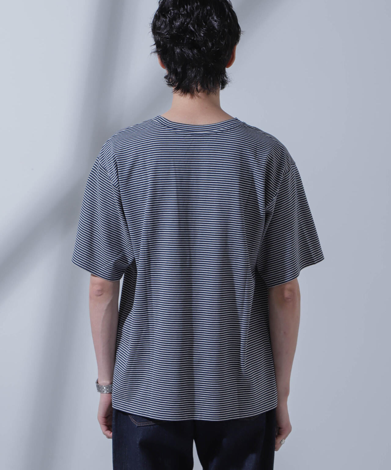 Anti Soaked(R)  汗染み防止 ピンボーダークルーネックTシャツ