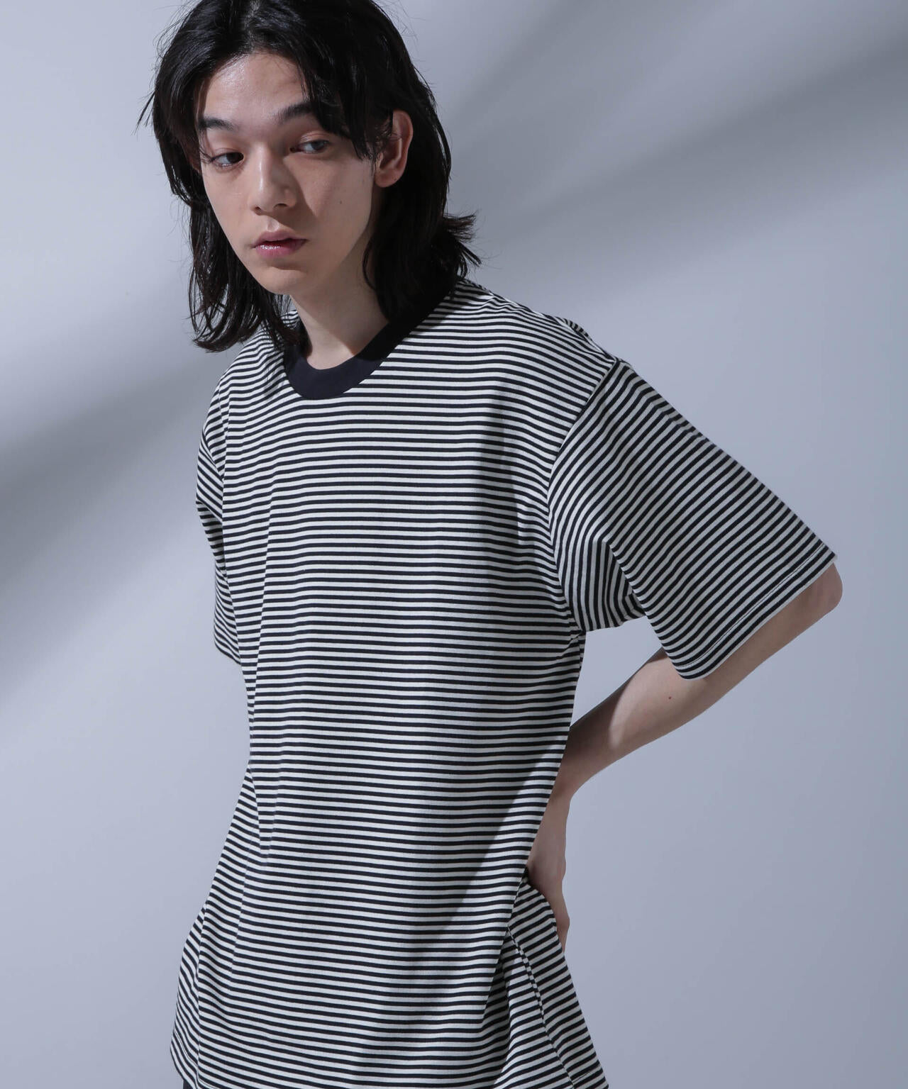 Anti Soaked(R)  汗染み防止 ボーダークルーネックTシャツ