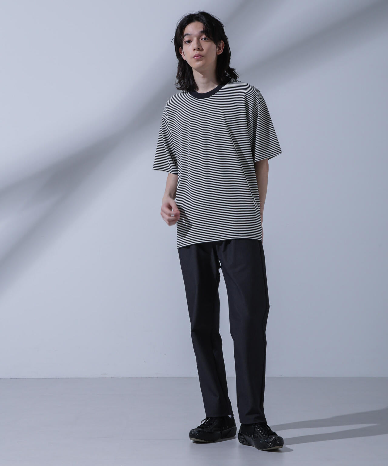 Anti Soaked(R)  汗染み防止 ボーダークルーネックTシャツ