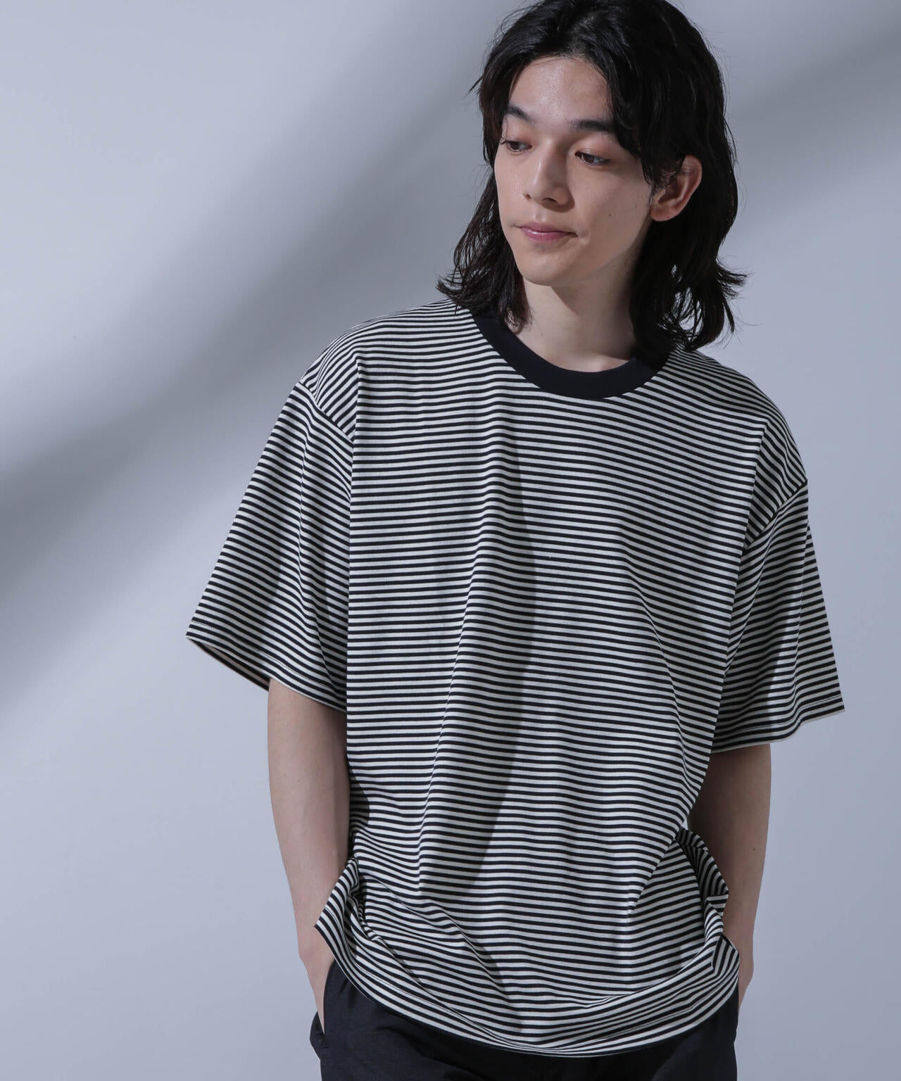 Anti Soaked(R)  汗染み防止 ボーダークルーネックTシャツ