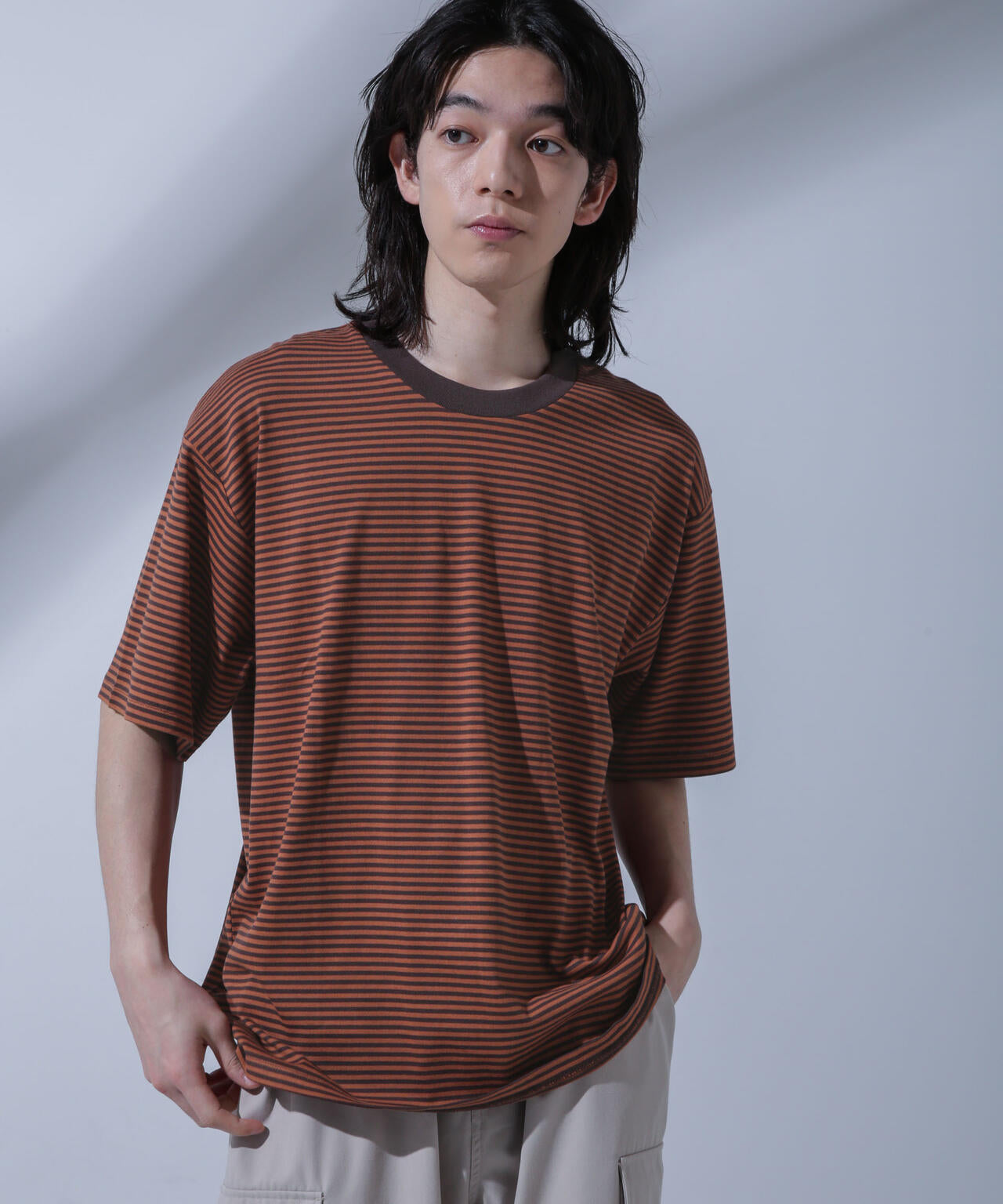 Anti Soaked(R)  汗染み防止 ボーダークルーネックTシャツ