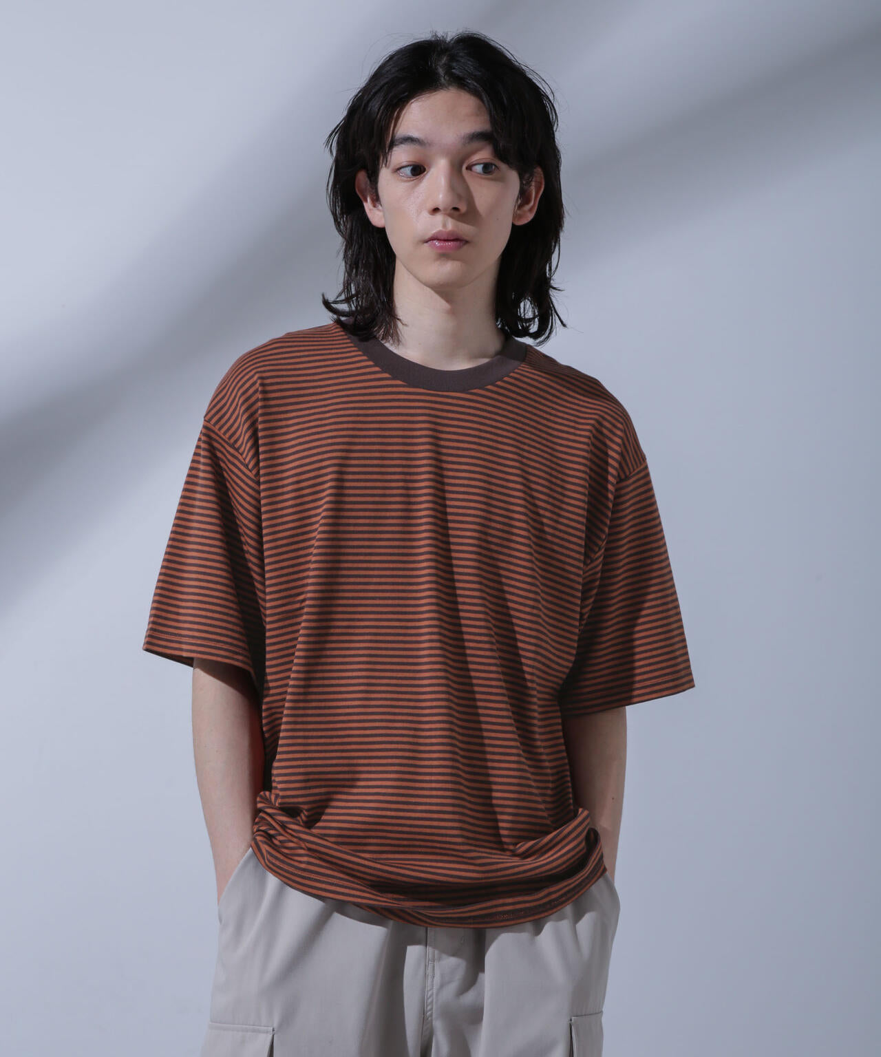 Anti Soaked(R)  汗染み防止 ボーダークルーネックTシャツ