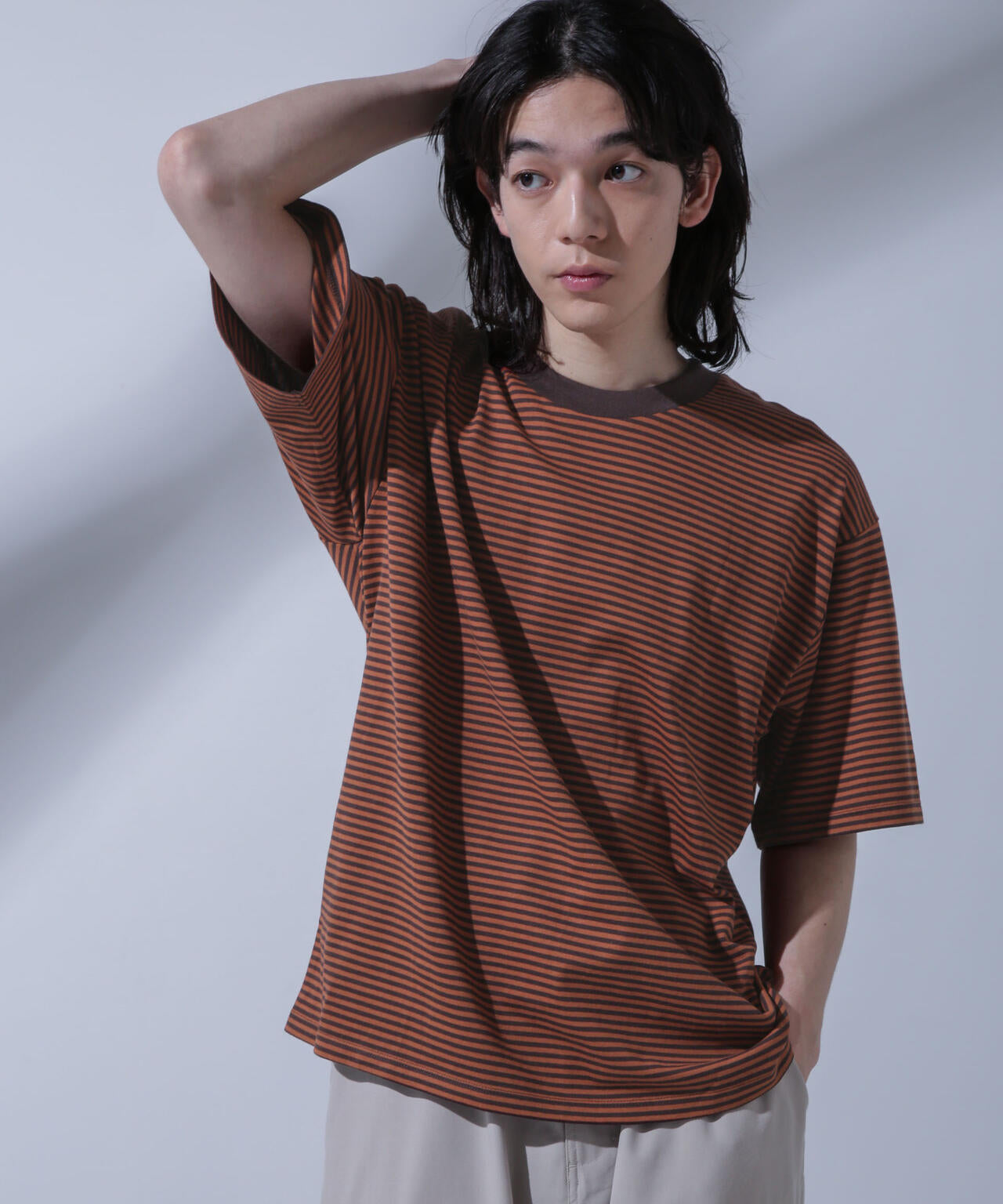 Anti Soaked(R)  汗染み防止 ボーダークルーネックTシャツ