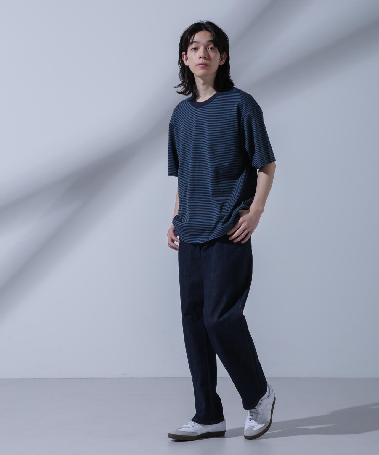 Anti Soaked(R)  汗染み防止 ボーダークルーネックTシャツ