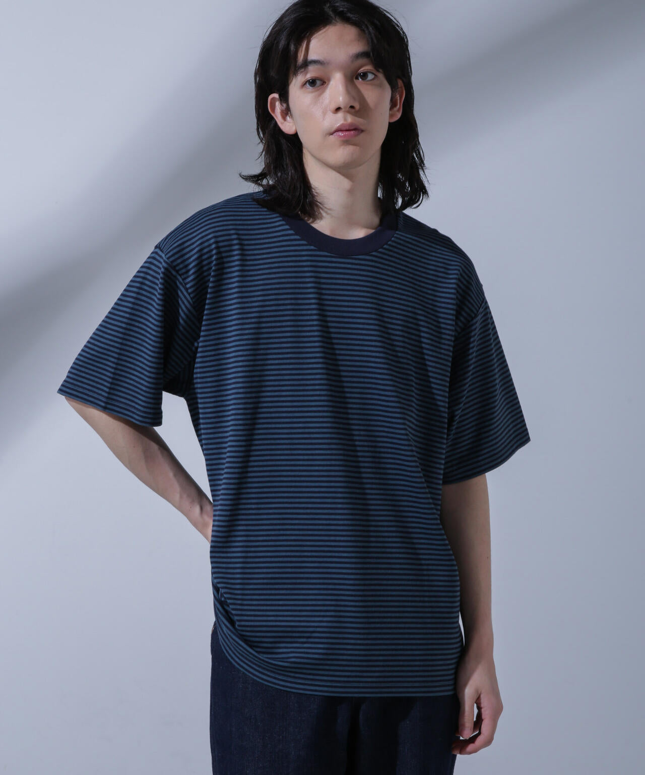 Anti Soaked(R)  汗染み防止 ボーダークルーネックTシャツ