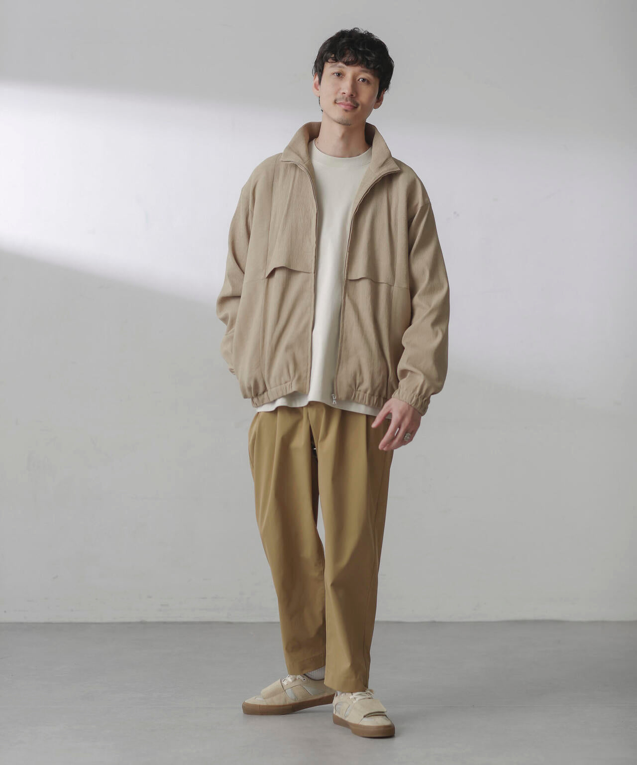 コットンライクツイルツータックテーパードイージーパンツ