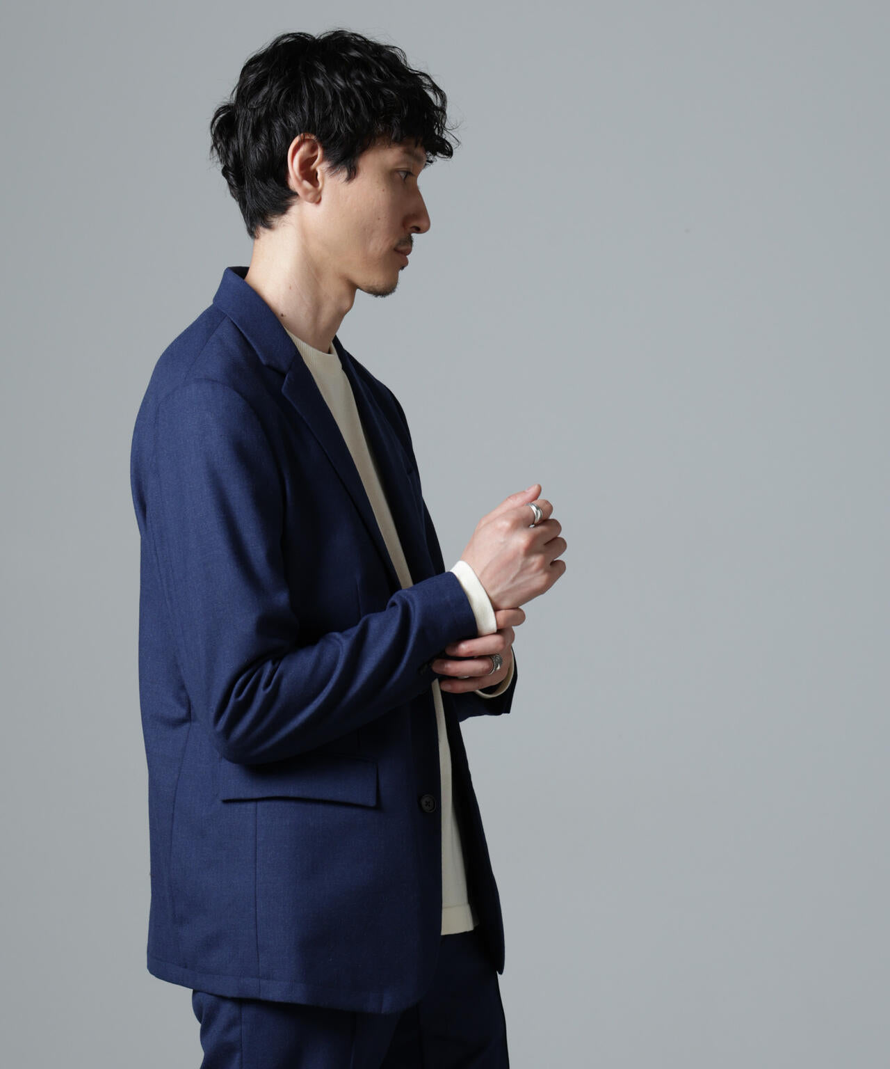 「N JACKET PREMIUM」RENU(R)ウール混洗えるサキソニージャケット(セットアップ可)
