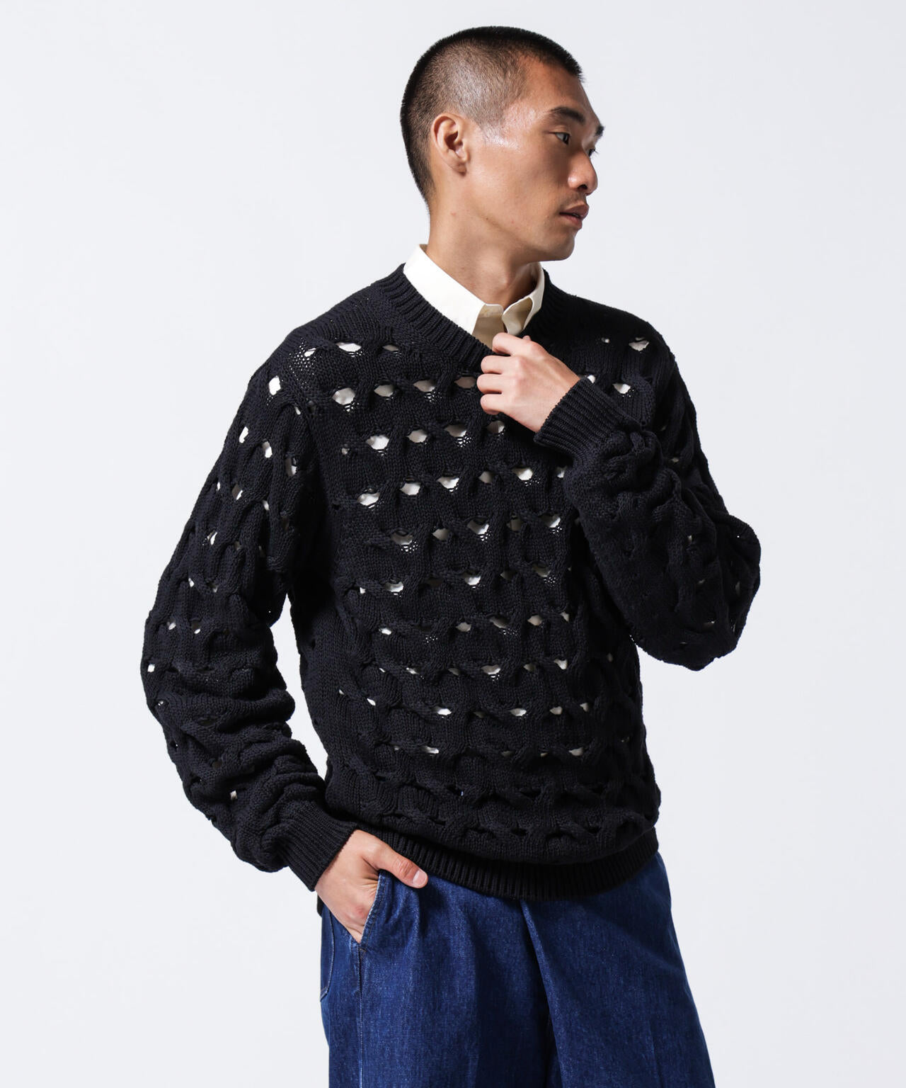 「ASSEMBLANC」リリーヤーンアイレットケーブルプルオーバー