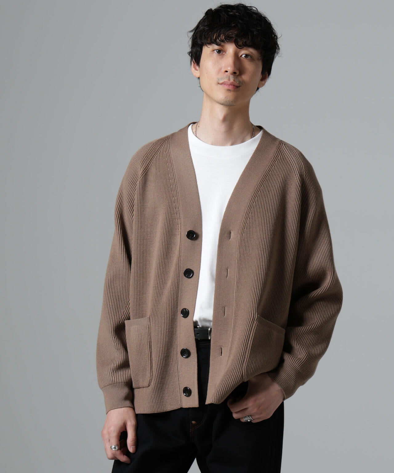 両畦スポンディッシュカーディガン