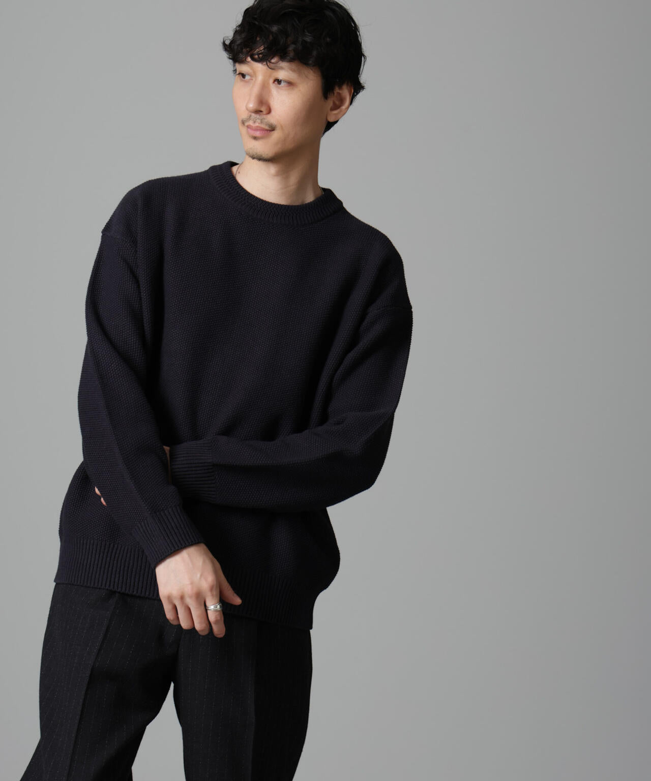 コットンバルキーカノコクルーネックニット