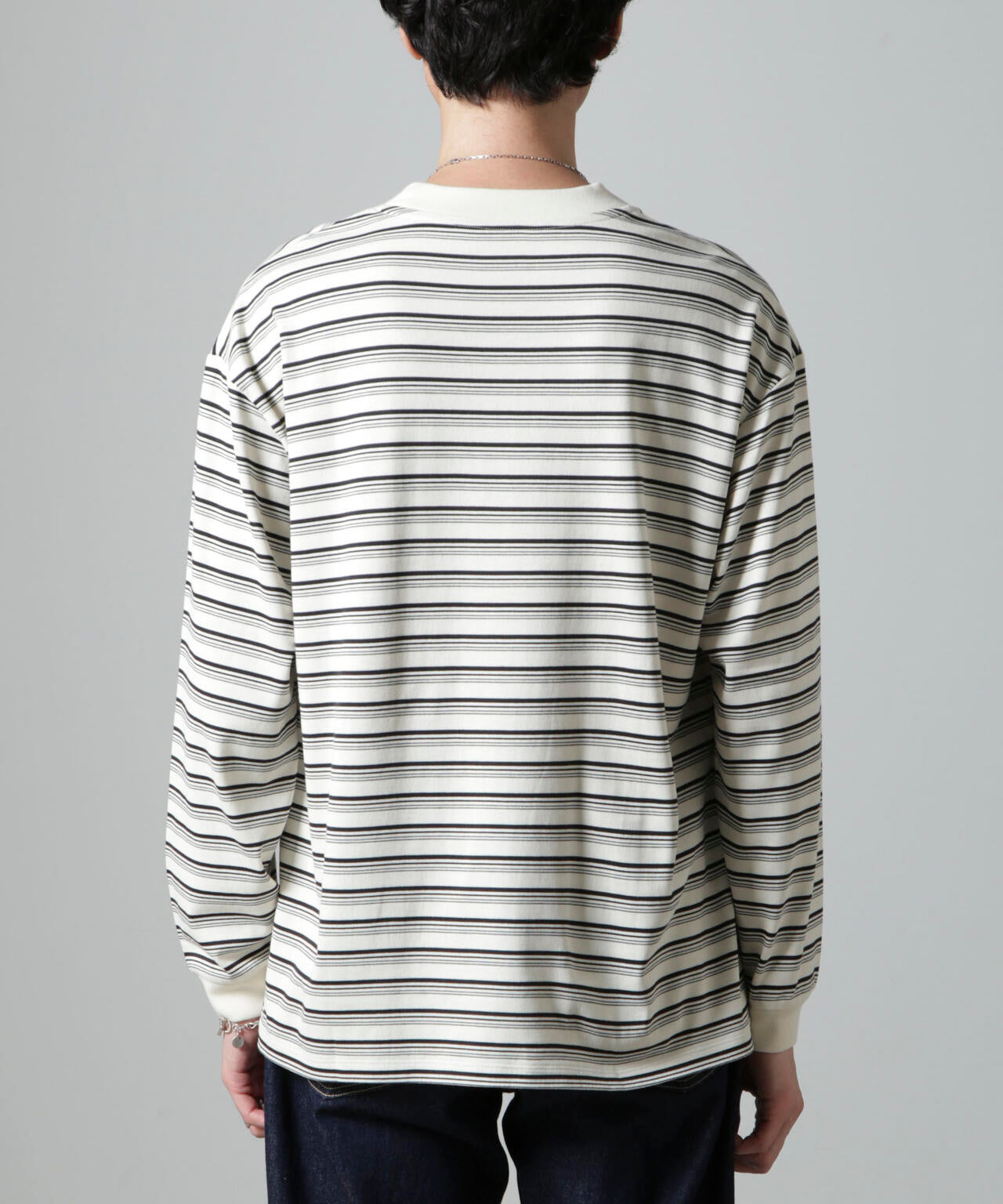 Anti Soaked(R)  ランダムボーダークルーネックTシャツ 長袖