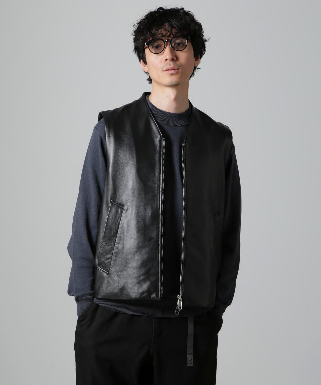 Lamb nappa ジップレザージレ