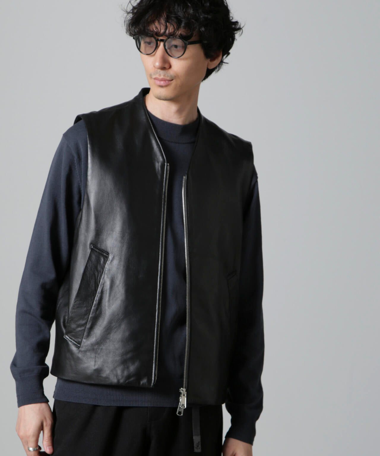 Lamb nappa ジップレザージレ