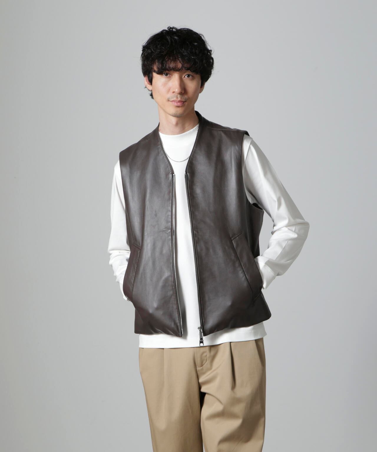 Lamb nappa ジップレザージレ