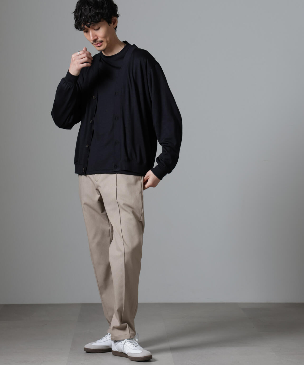 「N TROUSERS BASIC」CATINA(R)メランジ二重織ツイルストレッチパンツ(セットアップ可)