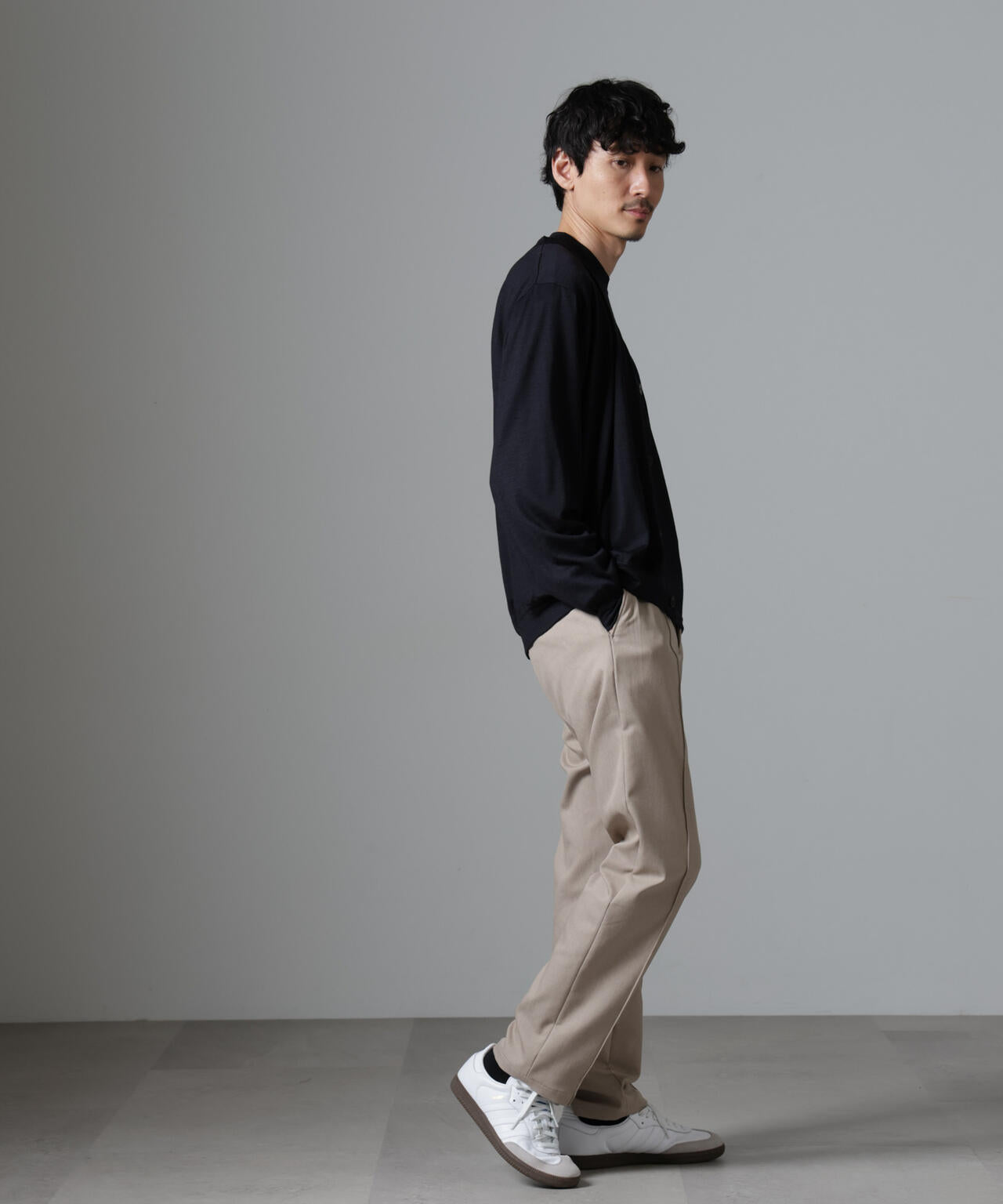 「N TROUSERS BASIC」CATINA(R)メランジ二重織ツイルストレッチパンツ(セットアップ可)