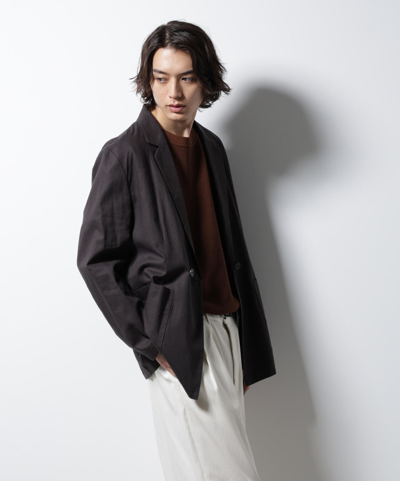 「BELGIUM LINEN FABRICS」リネンコットンダブルジャケット(セットアップ可)